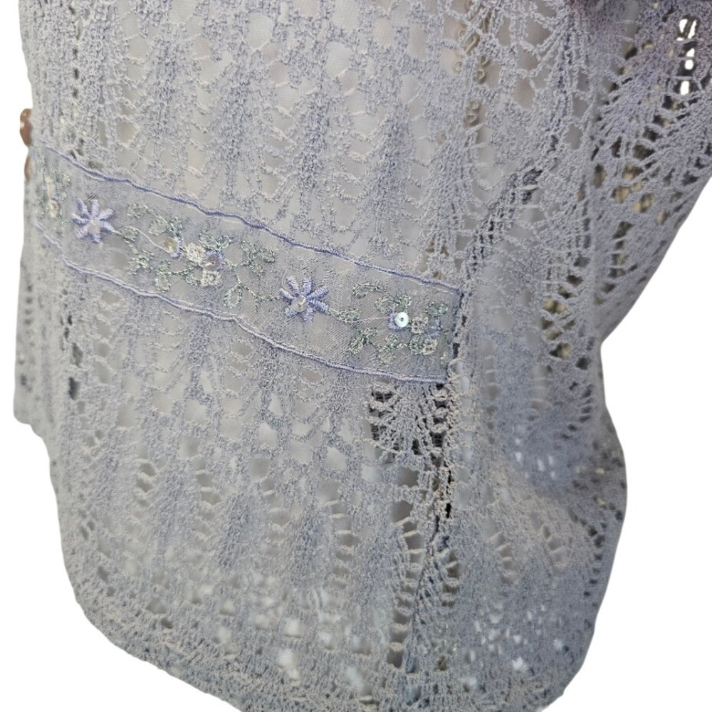 Sheer Crochet Lace Fairycore Y2K Overtop Blouse Top | Purple Lavender | Size 8 - Picture 5 of 12
